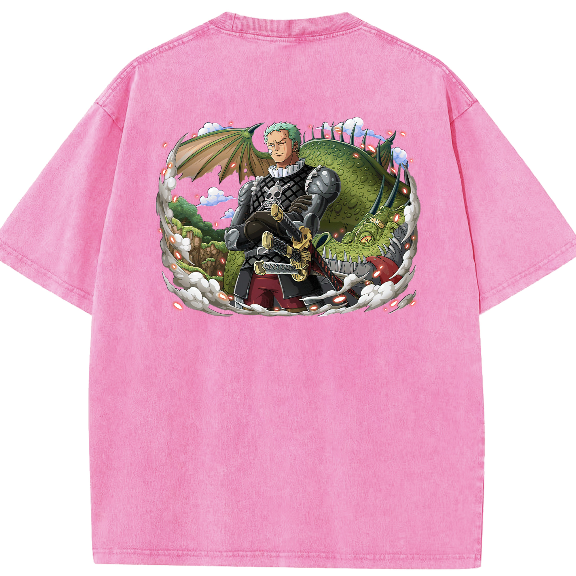 ワンピース ロロノア・ゾロ ONE PIECE Roronoa Zoro 綿100% ヴィンテージ風 半袖Tシャツ（背面プリント）
